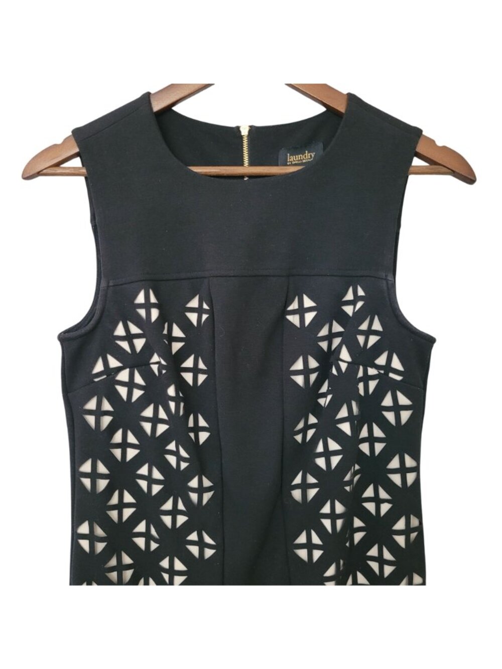 Laundry By Shelli Segal Sleeveless Geometric Cutout Sheath Dress Size 2 Black - Picture 3 of 6